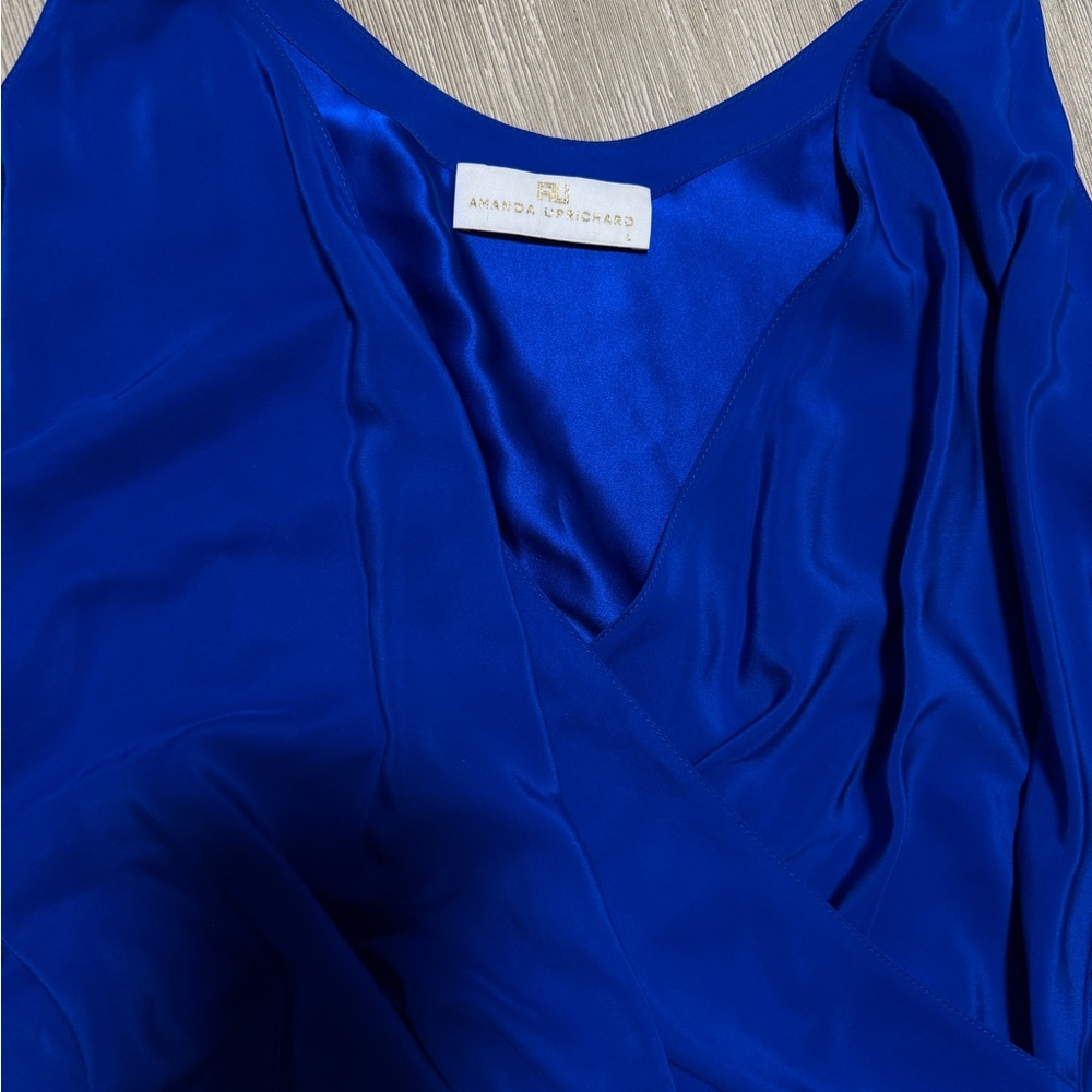 Amanda Uprichard Royal Blue V-Neck Cold-Shoulder Maxi Dress - Picture 2 of 5